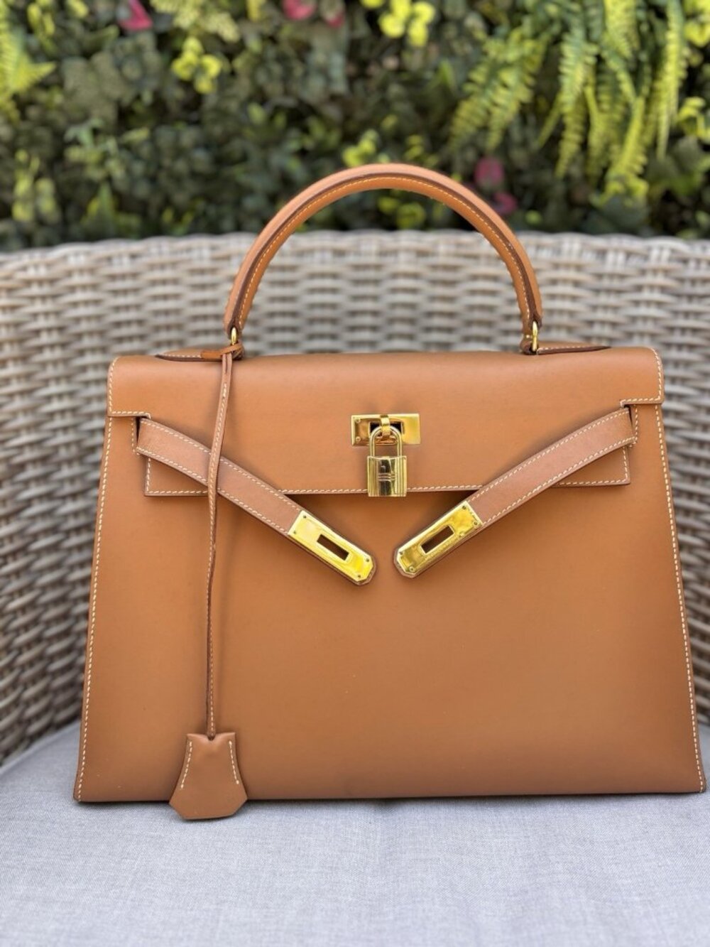 Authentic Hermès  1991 vintage KELLY 32 brown natural Vache Leather
